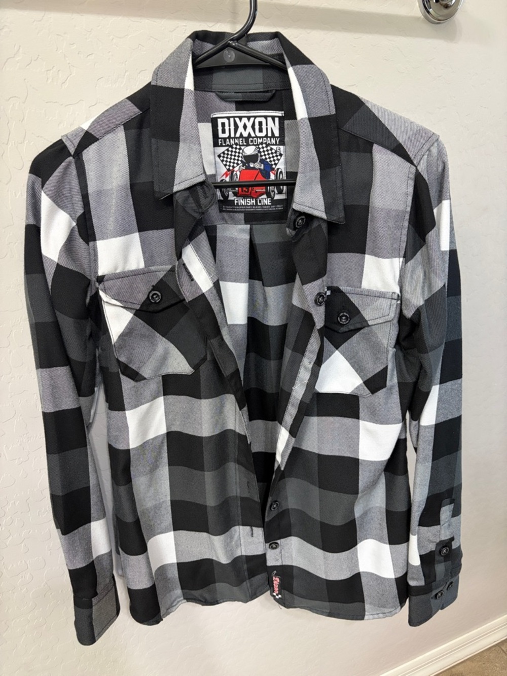DIXXON Black White Gray Plaid Button-Down Shirt